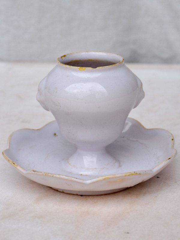 Antique French mustard dish with rippled edge Online Sale