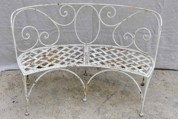 19th Century French garden bench - curved with white patina 52¼  Online Sale