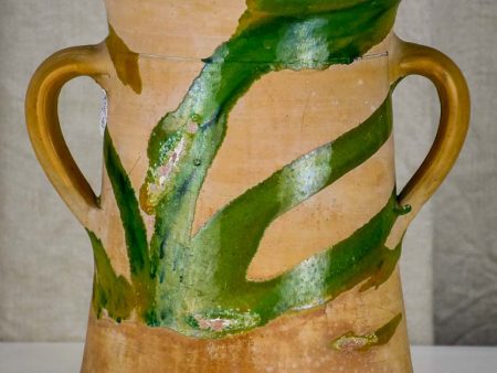 Antique Spanish pot with yellow and green glaze. on Sale