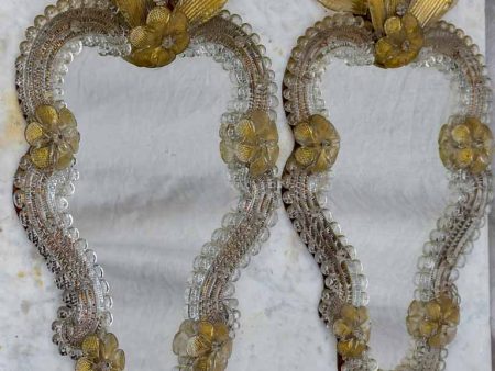 Pair of antique Venetian mirrors - gold 20½  x 10¼  Online Sale