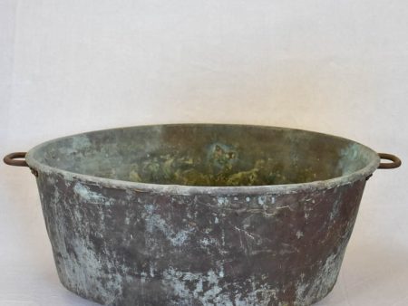 Broad antique French cauldron with two small handles and a drainage hole 30¼  Discount