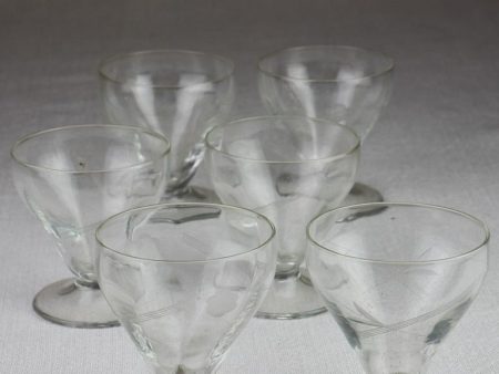 Six 1950 s aperitif glasses with etched flowers For Cheap