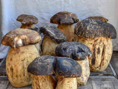 Collection of SEVEN artisan made garden stools - carved mushrooms   toadstools Fashion