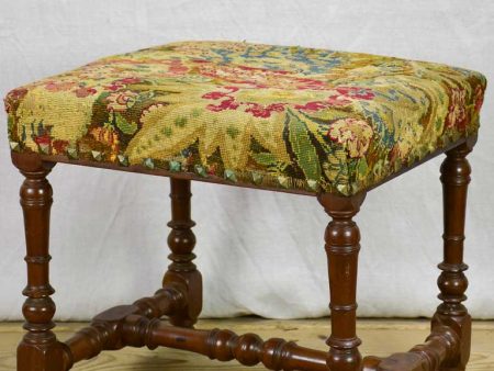 18th Century French stool with original cross-stitch upholstery Online Sale