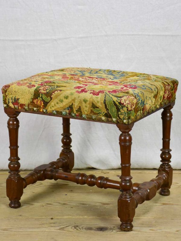 18th Century French stool with original cross-stitch upholstery Online Sale