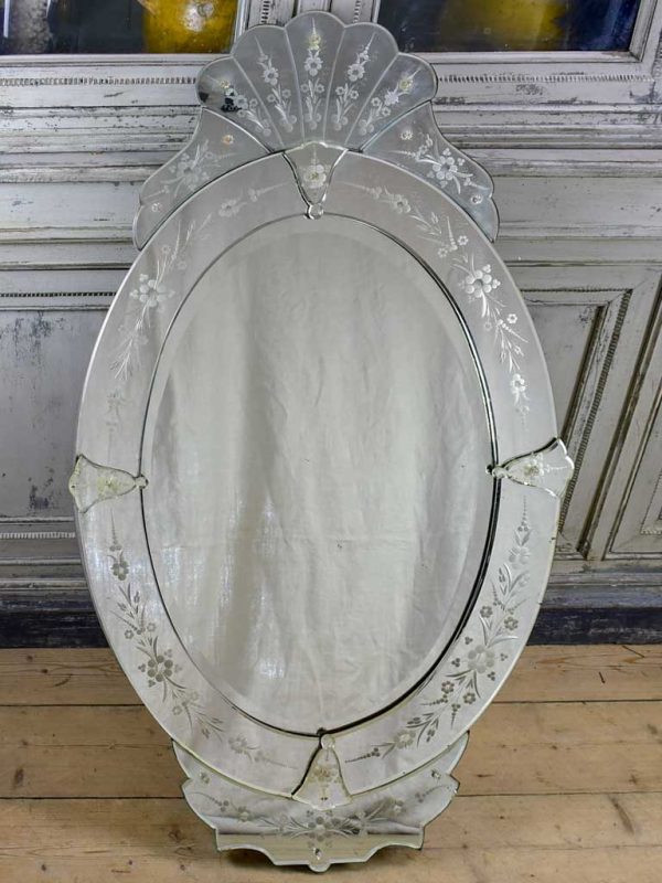 Antique Venetian mirror - oval with crest 27½  x 48  Discount