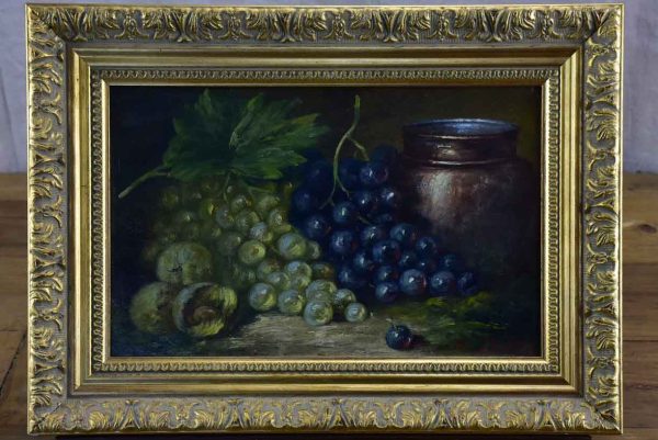 Antique French still life painting - table grapes 16 ¼  x 11 ¾  Supply