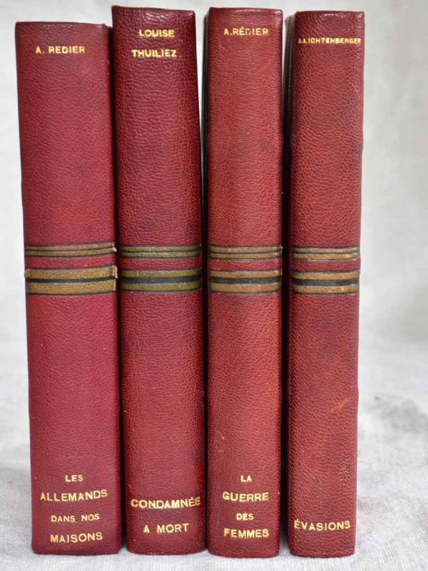 Four antique French leather bound books Online Hot Sale