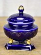 Cobalt blue Sèvres porcelain sugar bowl Online now