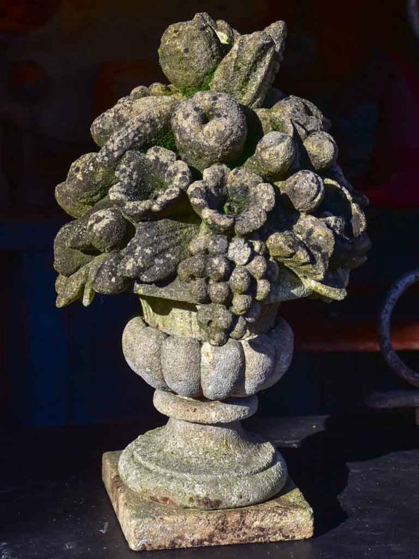 Pair of early 20th century fruit basket garden finials - reconstituted stone For Cheap