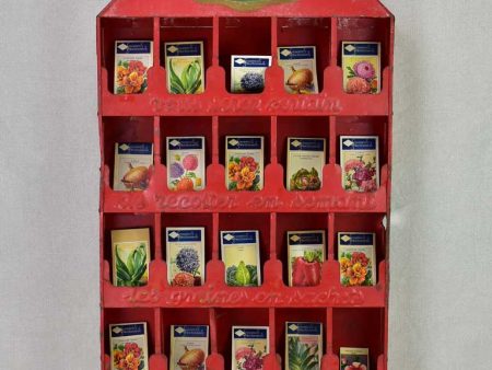 Paysan seed display from the 1940 s  50 s with red patina and pitched roof 19¼  Fashion