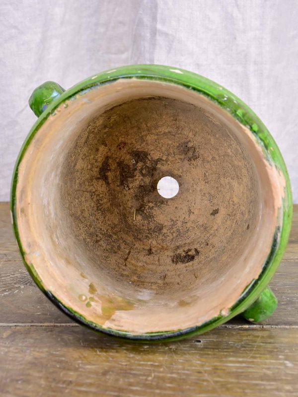 Antique French garden planter with green glaze Sale