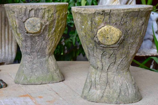 Pair of hourglass faux bois garden planters Online now