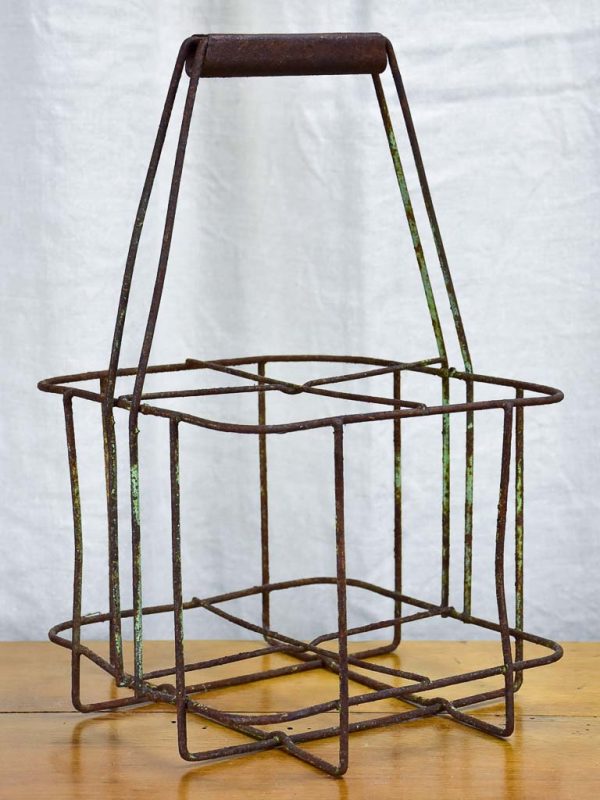 Antique French bottle carrier - iron For Sale