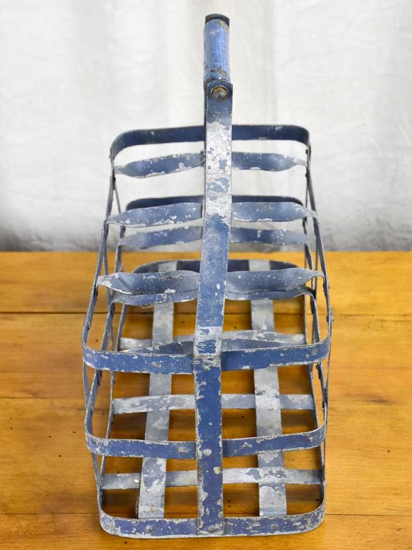 Large antique French bottle carrier - 8 bottles For Sale