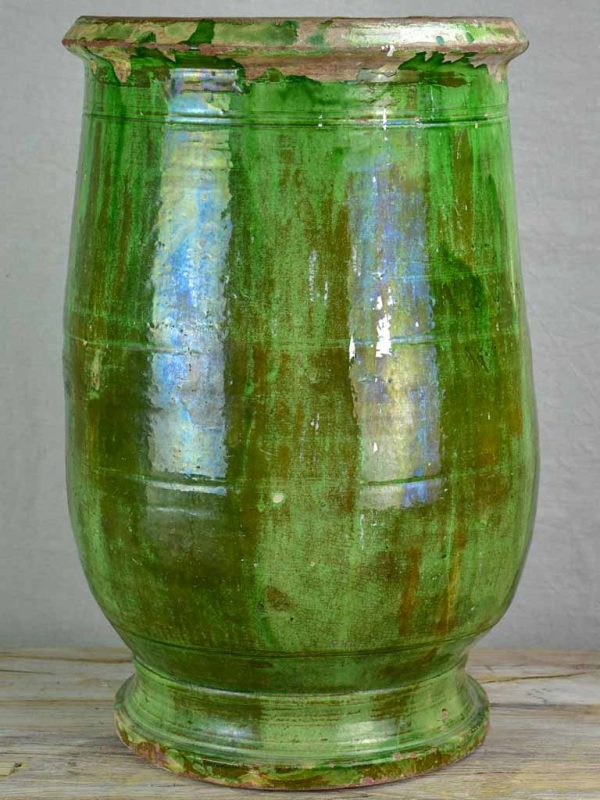 19th Century Anduze olive jar with green glaze 24¾  Online