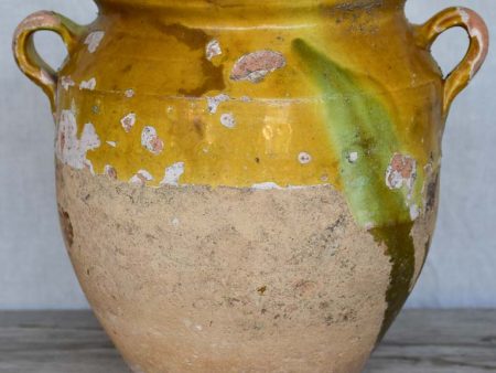 Late 19th   early 20th Century French confit pot with orange and green glaze 10¾  Hot on Sale