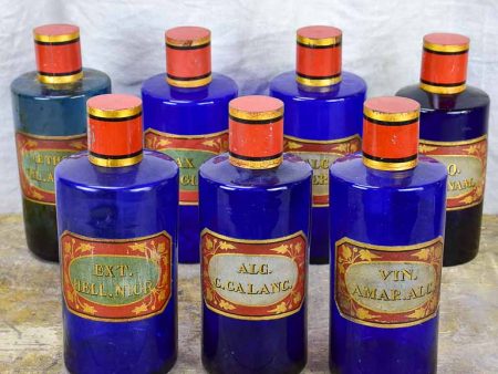 Rare collection of antique French apothecary jars - cobalt blue Online