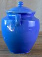 Antique French blue Martres Tolosane confit pot with lid on Sale