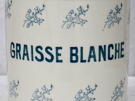 Large preserving pot -  Graisse blanche  8¾  For Sale