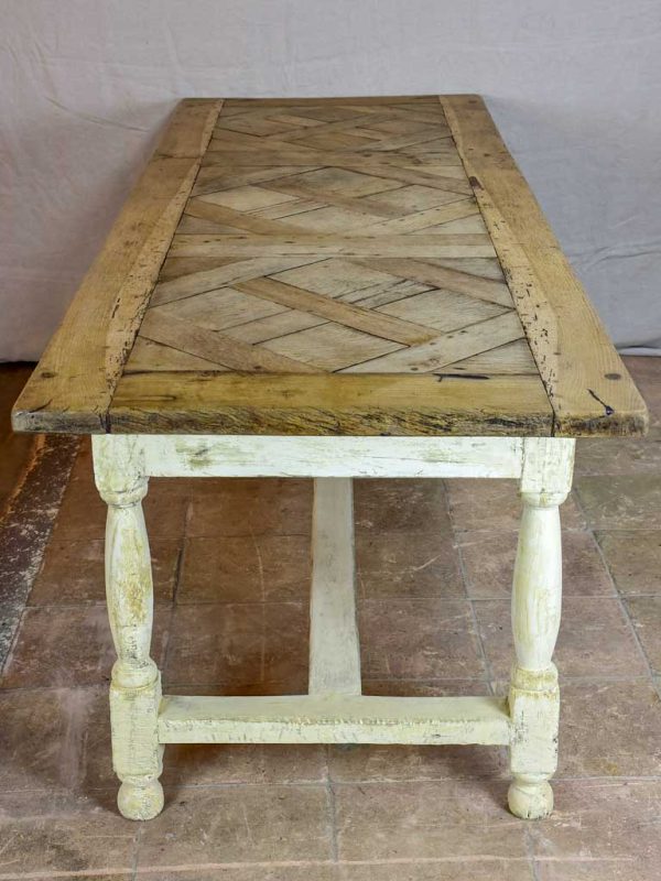 Antique French parquetry dining table - salvaged 18th Century oak floor 92½  x 33  For Discount