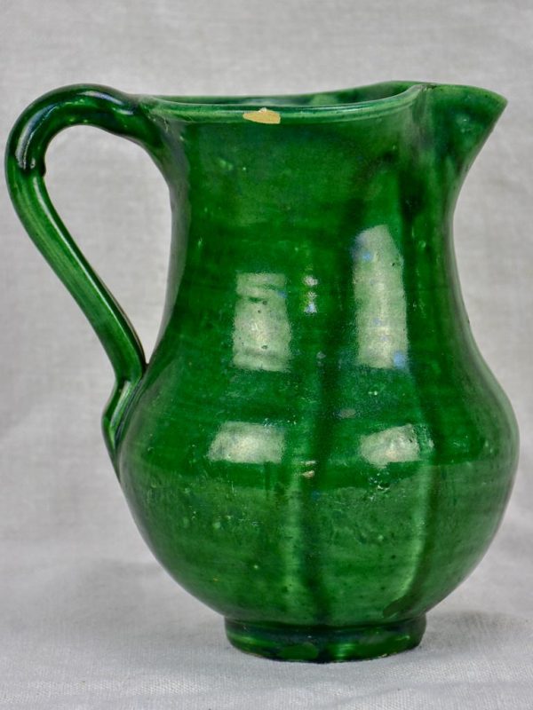 Antique French water pitcher with green glaze Hot on Sale