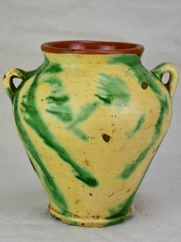 Antique confit pot - yellow and green 8  Online Sale