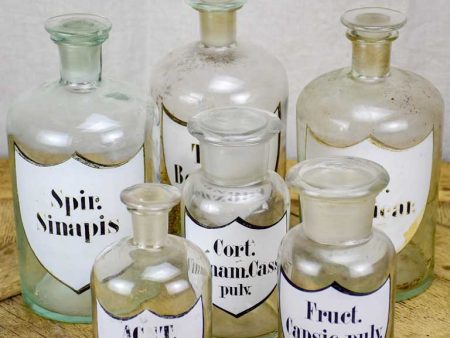 Collection of six 19th Century pharmacy jars - labelled with lids Fashion