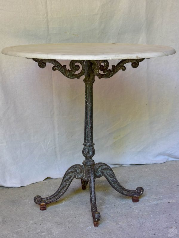 Late 19th Century round French table with marble top and cast iron base 31  Online Hot Sale