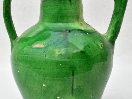 19th Century French water cruche with green glaze 12½  Online