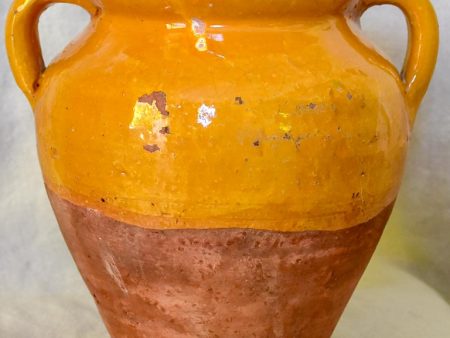 Early 20th Century French confit pot with apricot glaze 8¼  For Sale