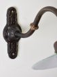 Small gooseneck outdoor wall applique with oval plate - cast iron, enamel, glass 14¼  Sale