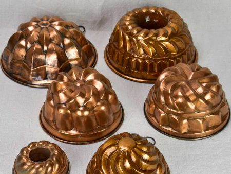 Collection of 6 19th century French copper cake molds Sale