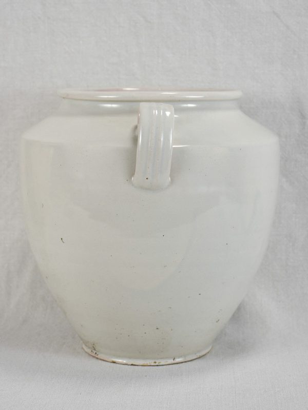 Antique French egg pot with white glaze - Martres Tolosane 10¾  Discount