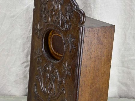 Antique French provincial salt storage box - wall mounted For Sale