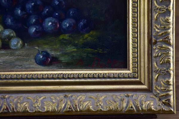 Antique French still life painting - table grapes 16 ¼  x 11 ¾  Supply