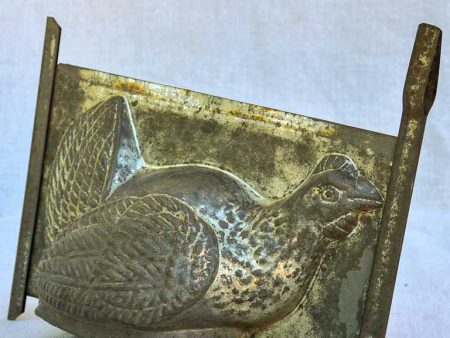 Antique French tin plate chocolate mold in the shape of a chicken Online