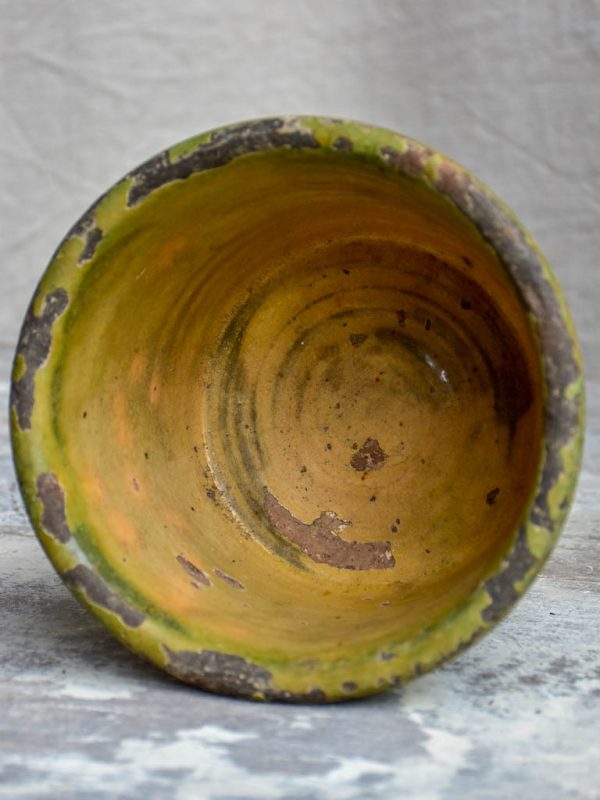 Antique French bowl with green glaze For Sale