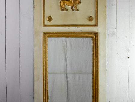 Large antique French trumeau mirror - sage 27½  x 69¼  For Cheap