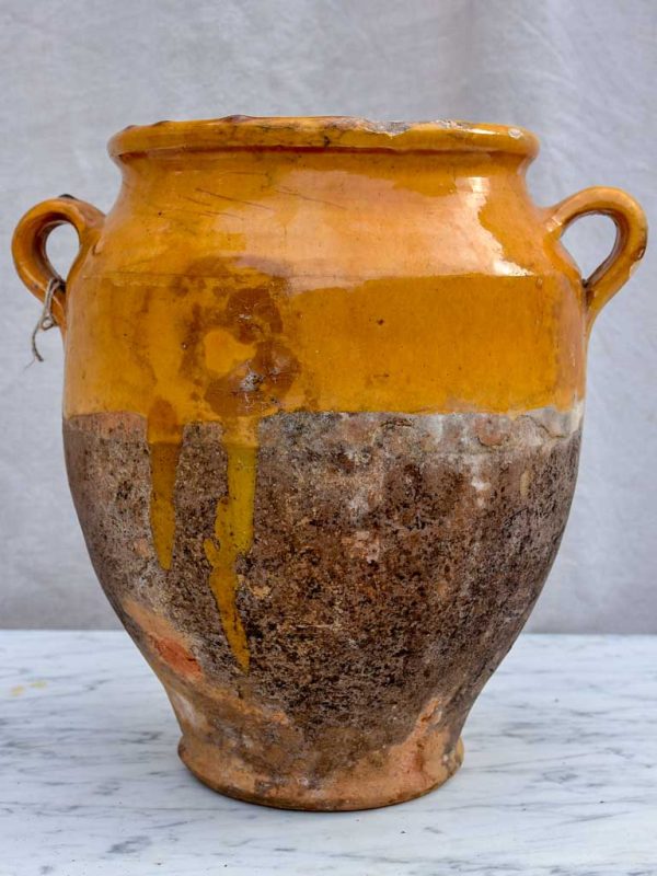 Antique French confit pot with orange glaze 11½  Online