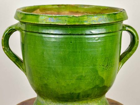 19th Century Castelnaudary garden planter with green glaze - 11 ¼   Online Hot Sale