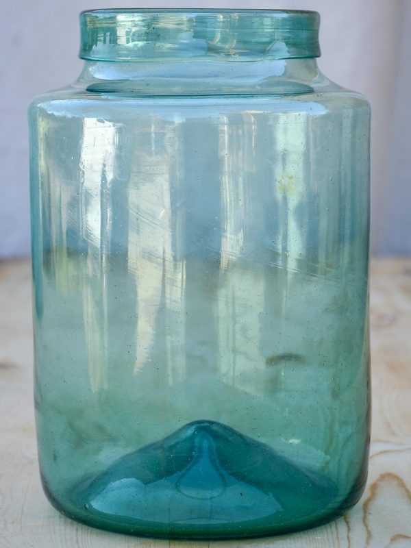 Antique French preserving jar with blue   green glass For Cheap