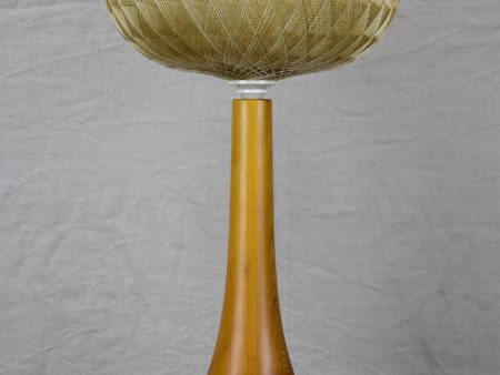 1970 s table lamp - teak and woven string lampshade Cheap