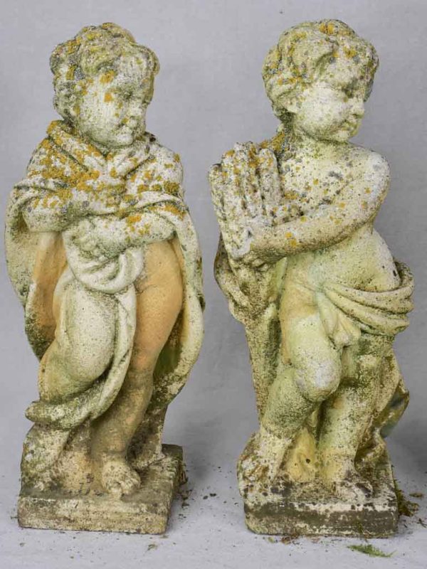 Collection of four vintage cherubs representing the four seasons - weathered patina 19¼  Discount