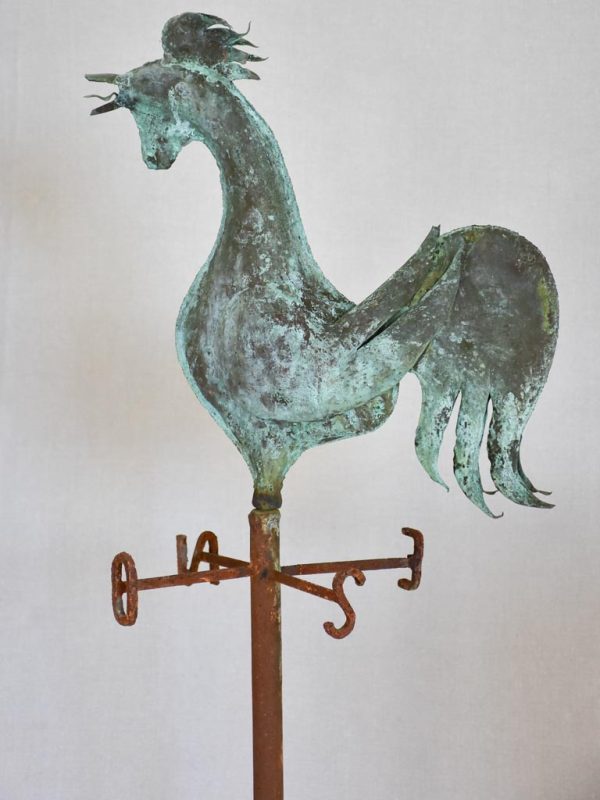 19th Century French weather-vane rooster - copper and iron 38¼  on Sale