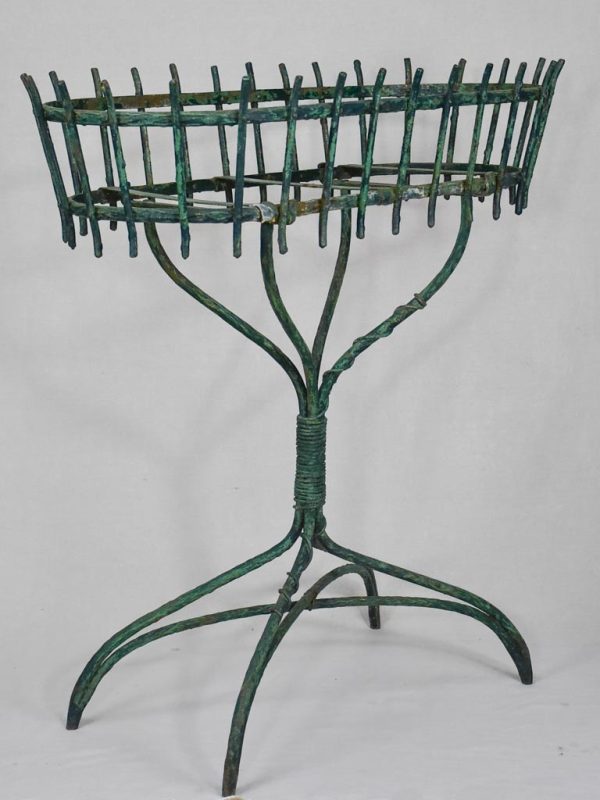 Antique French plant stand with green patina - wrought iron branches and vine 33¾  For Cheap