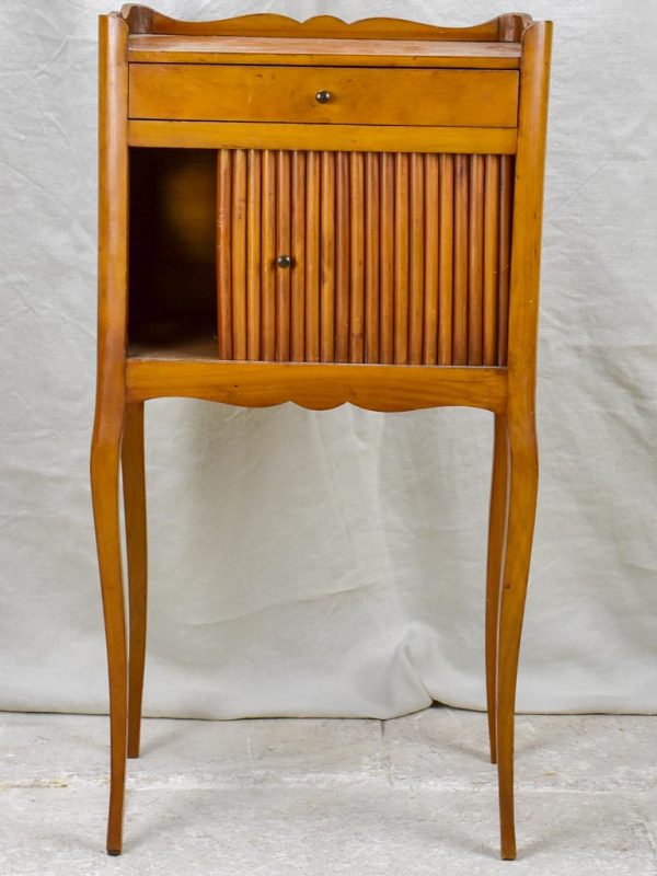 Mid century French nightstand in cherry wood with concertina door Cheap