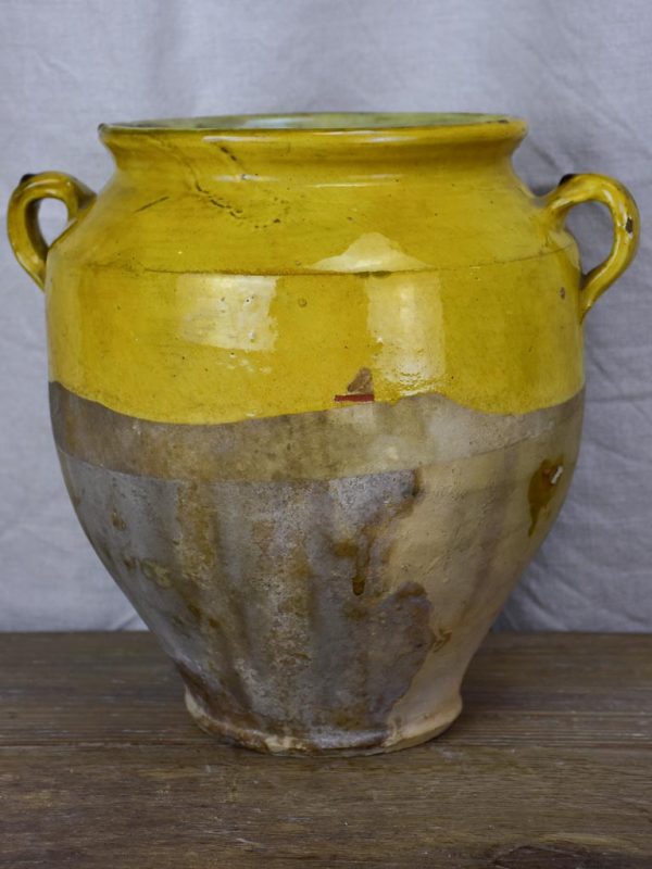 Antique French confit pot with ochre glaze 11  Supply