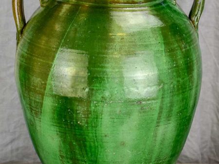 Antique French terracotta olive jar with green glaze Online