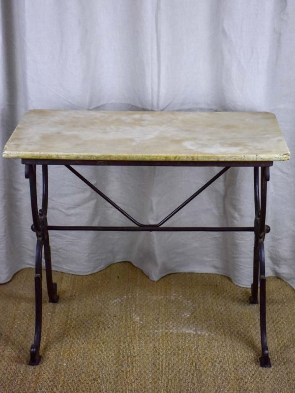 Antique French bistro table with marble top - rectangular on Sale